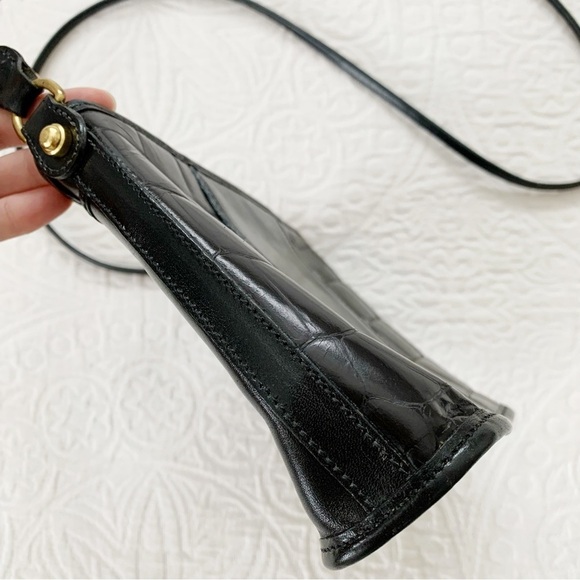 Brahmin‎ Black Croc Reptile Embossed Leather Crossbody Bag - Picture 7 of 8